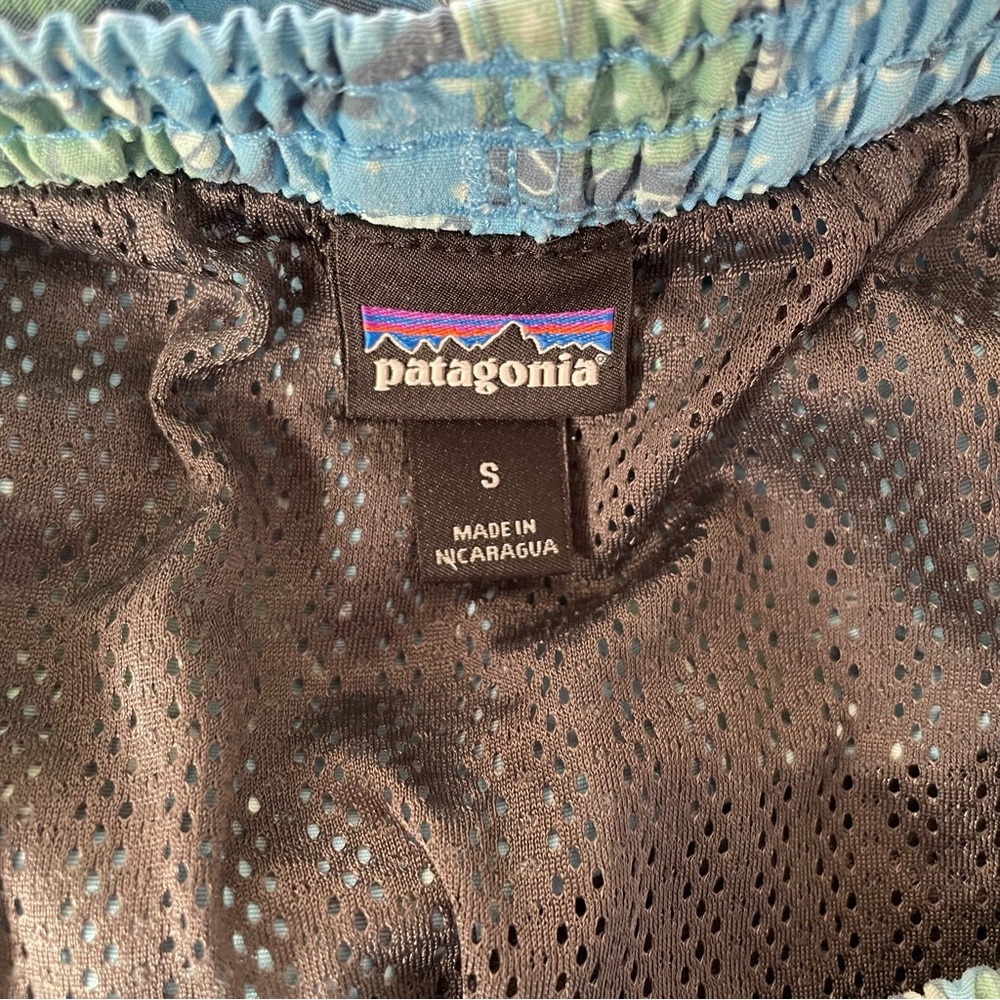 Patagonia Baggies Swim Shorts Mens S Blue 4.5” Long Hexy Fish Radar Active Lined - Picture 8 of 13